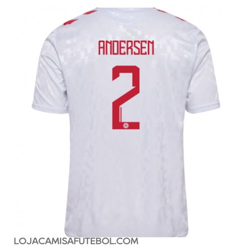 Camisa de Futebol Dinamarca Joachim Andersen #2 Equipamento Secundário Europeu 2024 Manga Curta